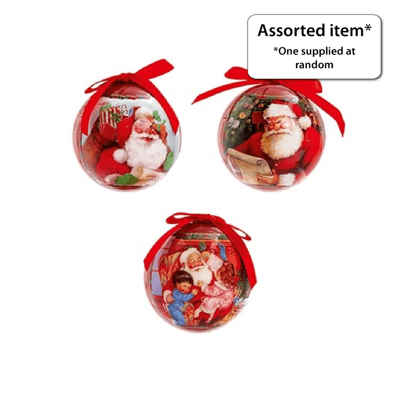 75mm Assorted Santa Bauble - One Supplied - XMAS BAUBLES - Beattys of Loughrea