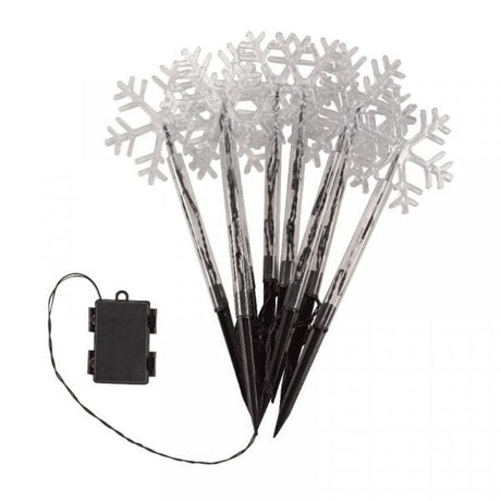 SnowDécor Stakes - Set of 8 Warm White Battery operated - XMAS LIGHTED OUTDOOR DECOS - Beattys of Loughrea