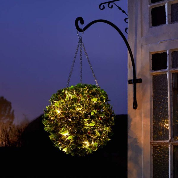 InLit Holly Ball, 30cm - XMAS ROOM DECORATION LARGE AND LIGHT UP - Beattys of Loughrea