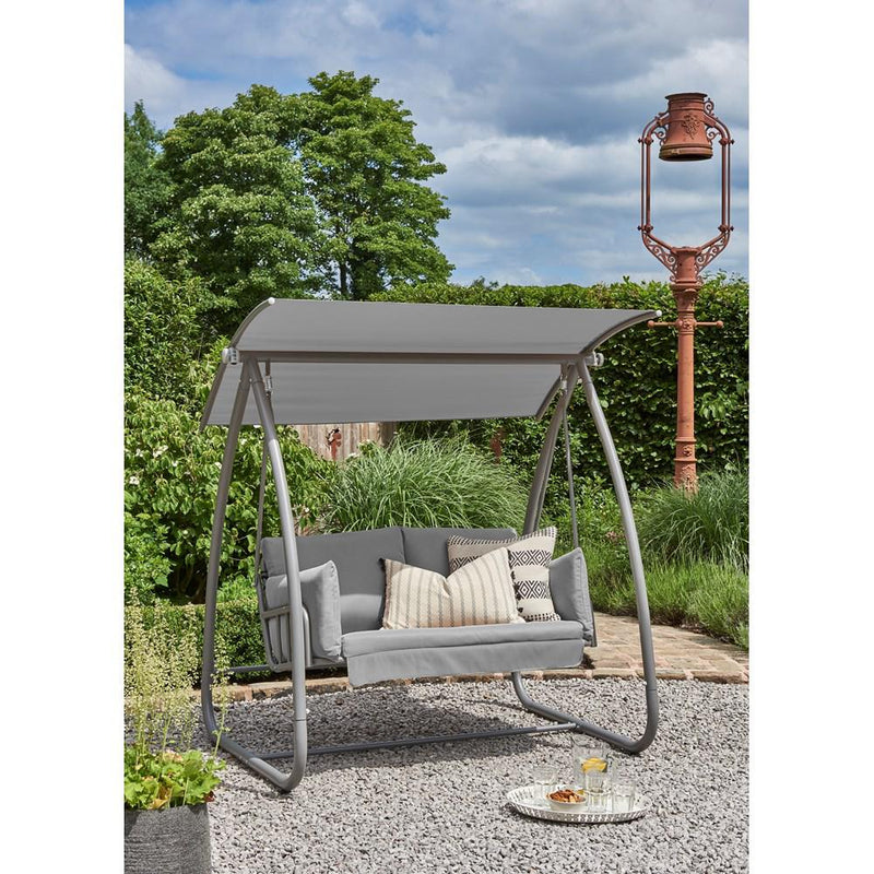 Newmarket Swing Seat with Canopy & Cushions - METAL GDN FURN SET 4+ SEATS - Beattys of Loughrea