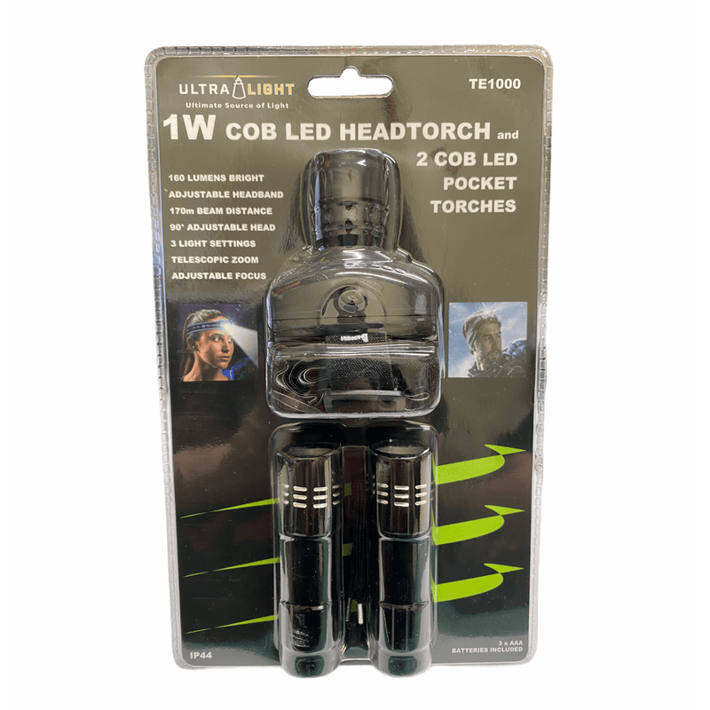 Ultralight LED Headtorch and 2 LED Pocket Torches - TORCH/HANDLAMP - Beattys of Loughrea