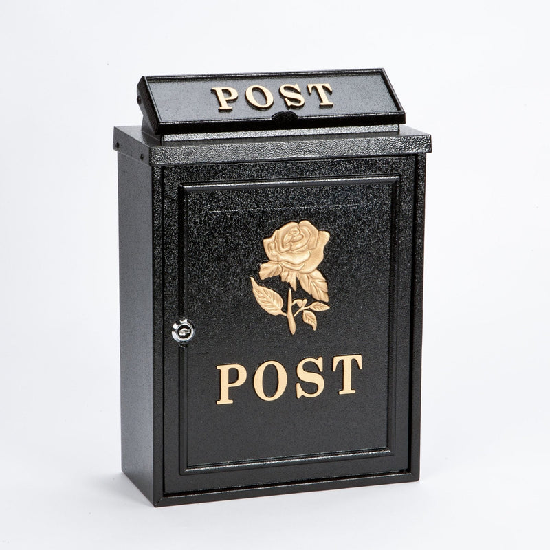 Cast Aluminium Post Box Gold Rose - LETTER BOXES - Beattys of Loughrea
