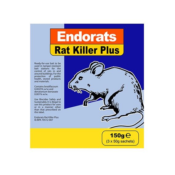 Endorats Rat Killer Plus 150g - VERMIN BAIT/TRAP/FLY SPRAY - Beattys of Loughrea
