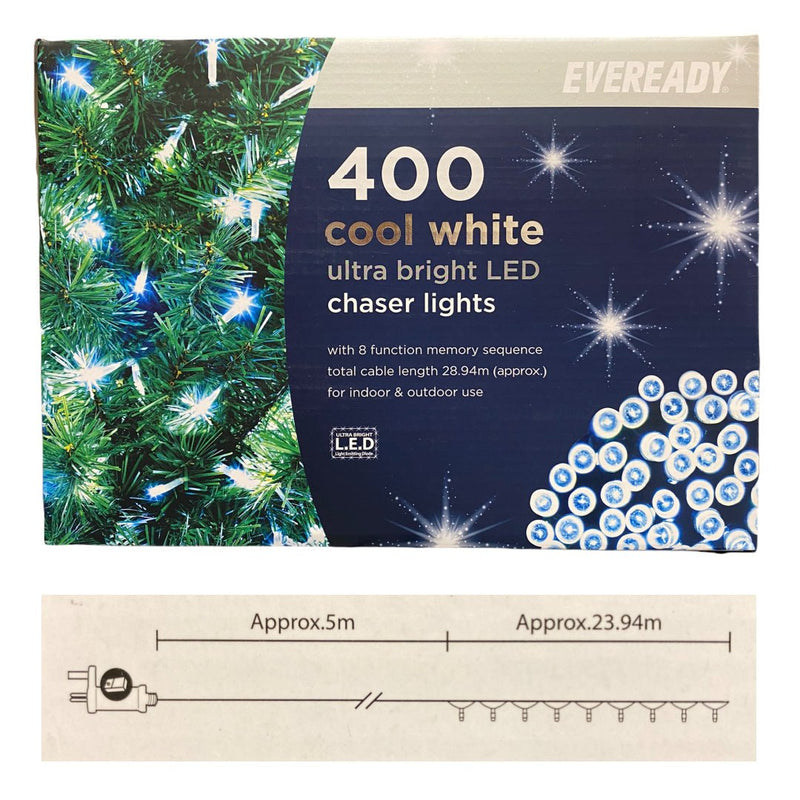 400 Cool White LED Chaser Lights - XMAS LIGHTS LED - Beattys of Loughrea