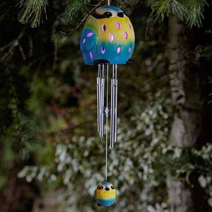 Blue Tit Wind Chime - SOLAR / GARDEN ORNAMENTS - Beattys of Loughrea