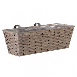 19in Bari Faux Rattan Planter - Soft Grey - GDN PLANTER - METAL/POTTERY - Beattys of Loughrea