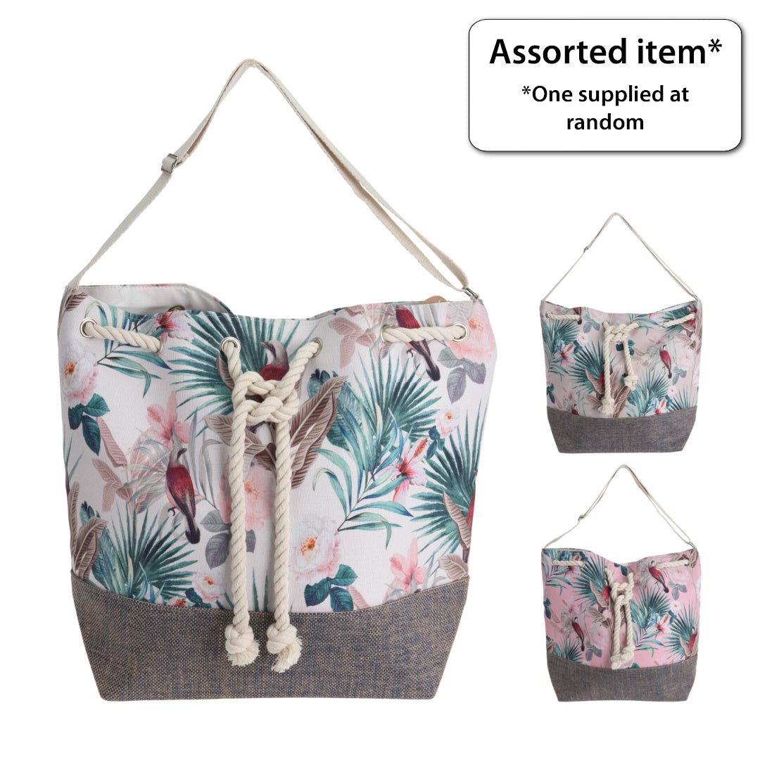 Floral Canvas Beach Bag 54 x 44cm - COOLERS - Beattys of Loughrea