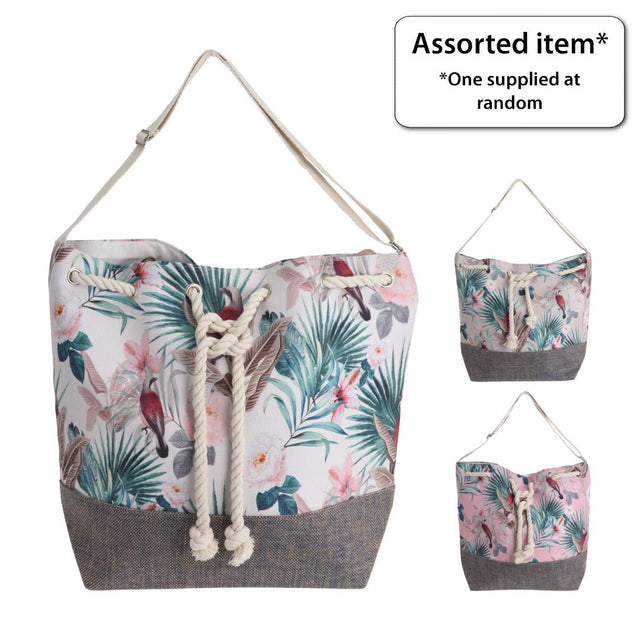 Floral Canvas Beach Bag 54 x 44cm - COOLERS - Beattys of Loughrea