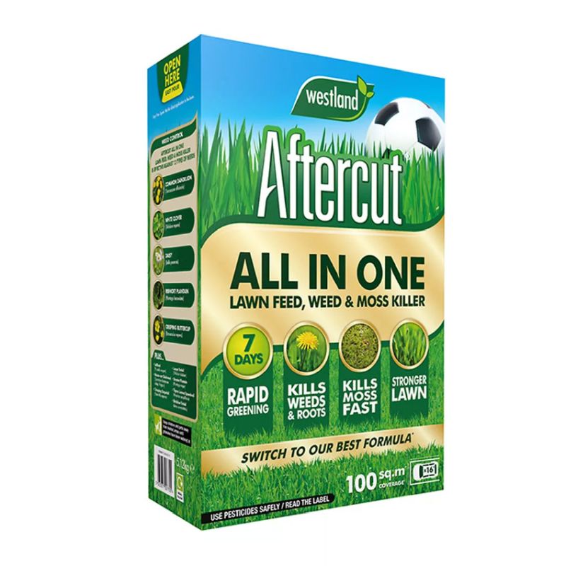 Westland Aftercut All In One Lawn Feed, Weed & Moss Killer 100sqm - FERTILISER GRANULAR/SOLUBLE/LIQ - Beattys of Loughrea