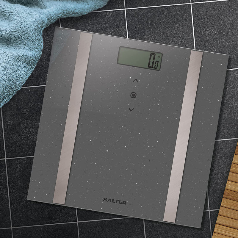 Salter Grey Glitter Analyser Bathroom Scale - BATHROOM SCALES - Beattys of Loughrea