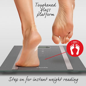 Salter Grey Glitter Analyser Bathroom Scale - BATHROOM SCALES - Beattys of Loughrea