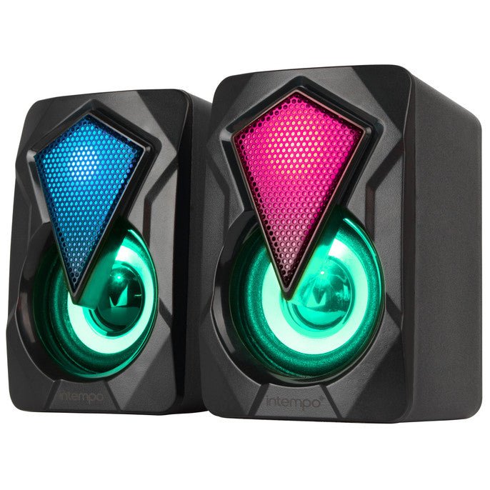 RGB Gaming Speaker Set with LED Colour Changing Lights - SPEAKERS HIFI MP3 PC - Beattys of Loughrea