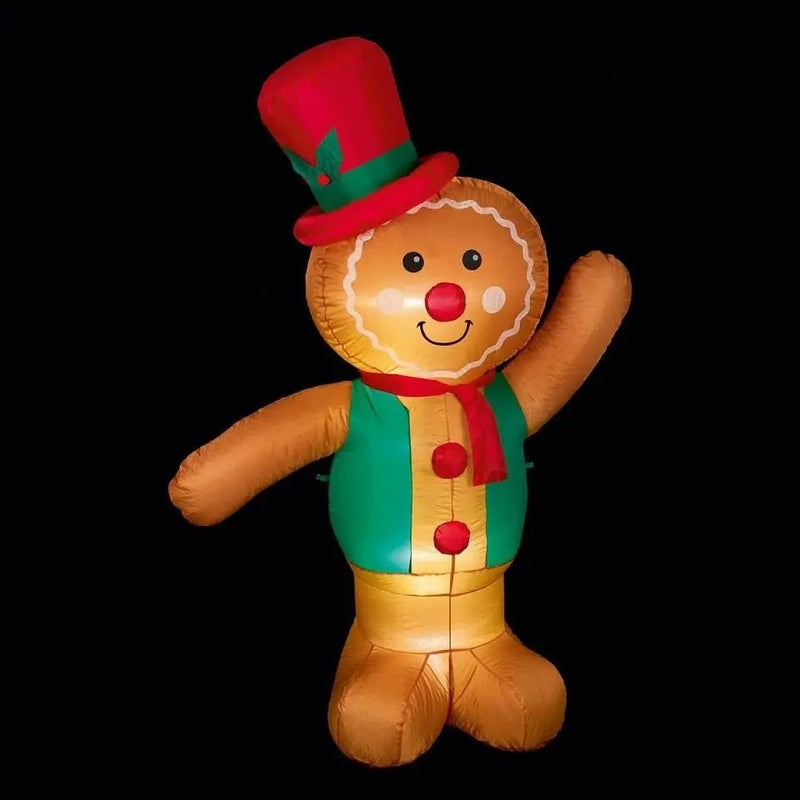 Premier 1.8m LED Lit Gingerbread Man Christmas Inflatable - XMAS ROOM DECORATION LARGE AND LIGHT UP - Beattys of Loughrea