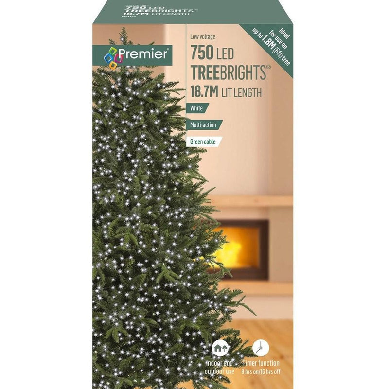 Premier - 750 LED Multi-Action Treebrights with Timer - White - Clear Wire - XMAS LIGHTS LED - Beattys of Loughrea