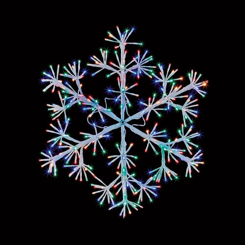 Multicoloured LEDs White Starburst Snowflake - 60cm - XMAS LIGHTED OUTDOOR DECOS - Beattys of Loughrea