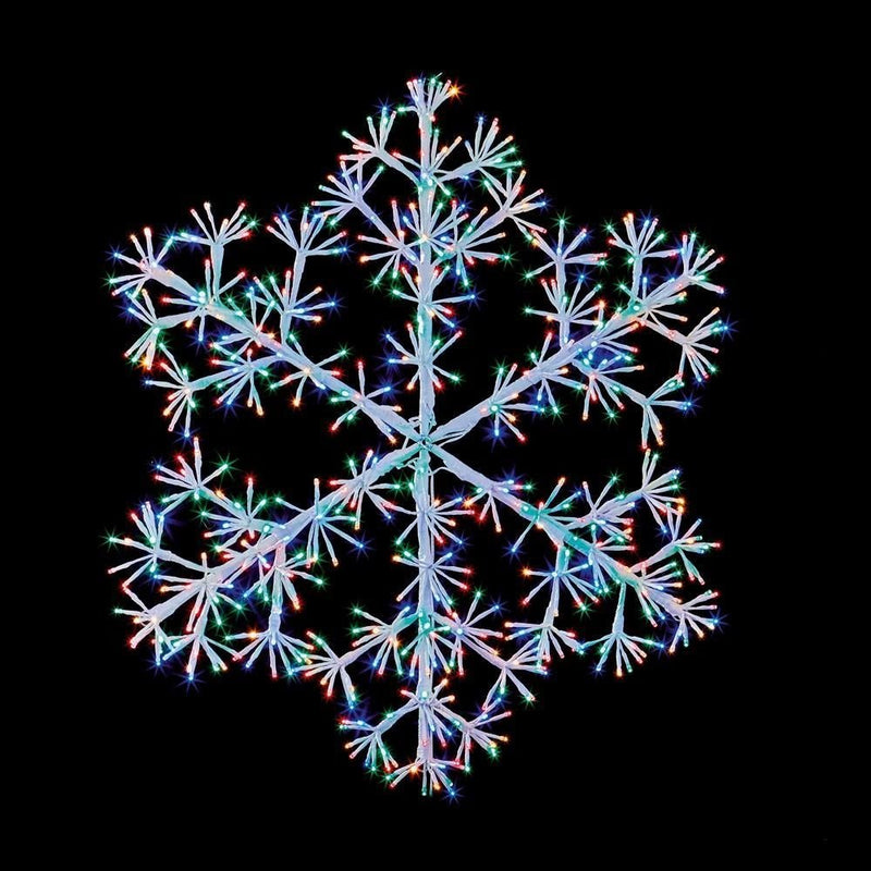 LED White Twinkling Starburst Snowflake - 90cm - XMAS LIGHTED OUTDOOR DECOS - Beattys of Loughrea