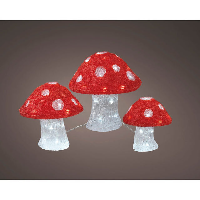 LED Acrylic Mushroom Lights - Set of 3 - XMAS LIGHTED OUTDOOR DECOS - Beattys of Loughrea