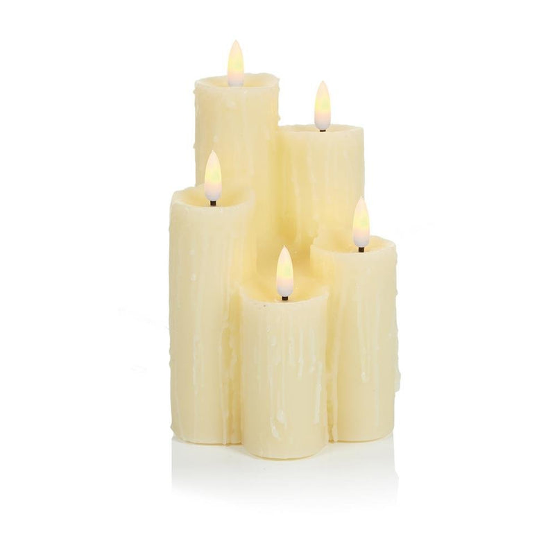 Flickabrights 5 Melted Edge Candles - Cream - BATTERY LED CANDLES - Beattys of Loughrea