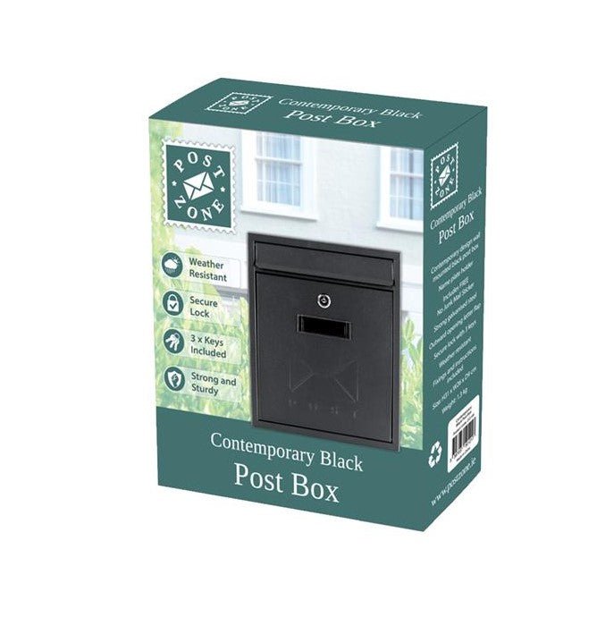 Post Zone Contemporary Post Box - Black | 252100 - LETTER BOXES - Beattys of Loughrea