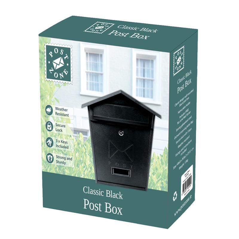 Post Zone Classic Post Box - Black | 252099 - LETTER BOXES - Beattys of Loughrea