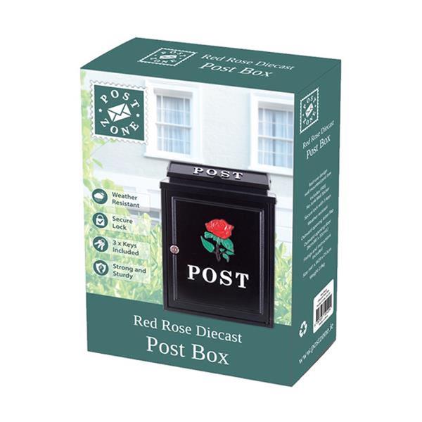 Postzone Diecast Post Box - Red Rose - LETTER BOXES - Beattys of Loughrea