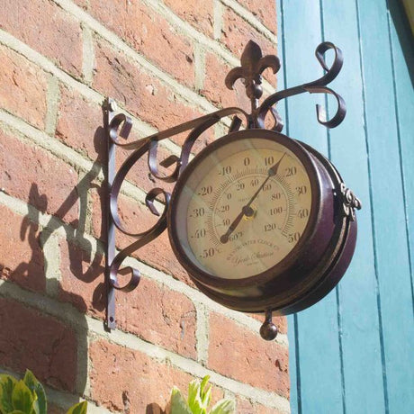 York Station Wall Clock & Thermometer 5.5in - SOLAR / GARDEN ORNAMENTS - Beattys of Loughrea