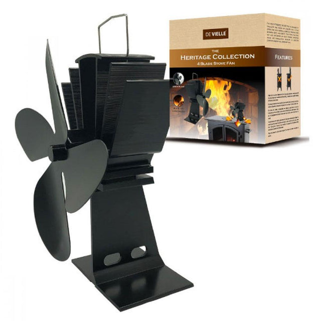 De Vielle Heritage 4 Blade Stove Fan - FIREPLACE - COAL BUCKET LOG BOX BASKET STOVE FAN - Beattys of Loughrea