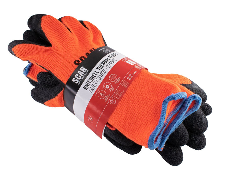 Scan Safety Orange/Black Knitshell Thermal Gloves (3 Pairs) - GLOVES - Beattys of Loughrea