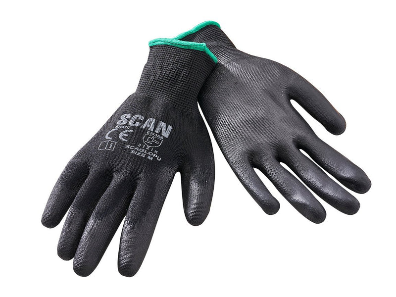 Scan Safety Black PU Gloves (5 Pairs) - GLOVES - Beattys of Loughrea