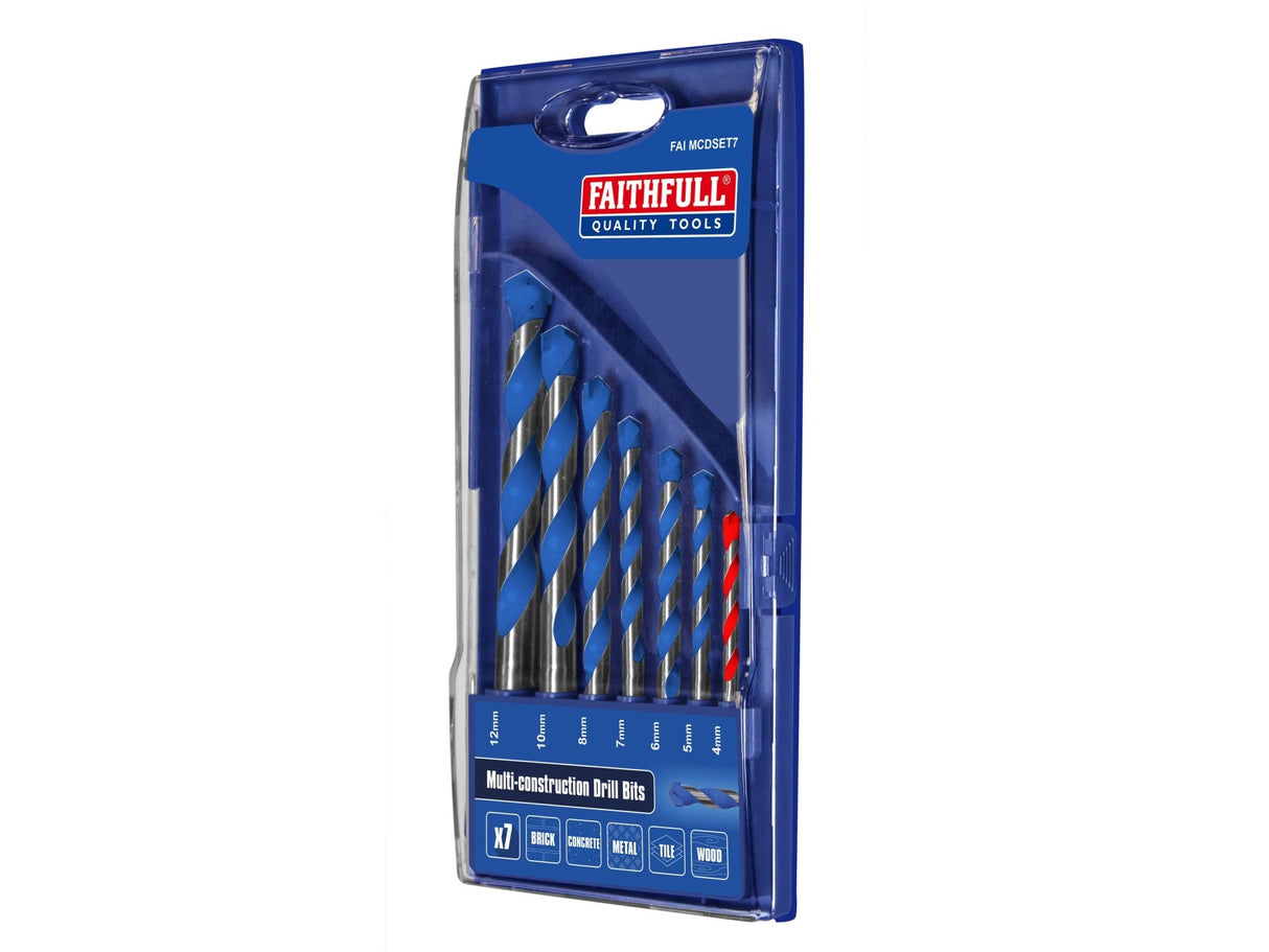 Faithfull Multi Construction Drill Set, 7pc - TOOL SETS/ SOCKET SETS - Beattys of Loughrea