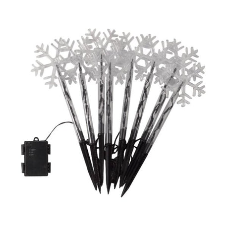 Snow Decor Set of 8 Multi-Coloured Stake Lights Battery Operated - XMAS LIGHTED OUTDOOR DECOS - Beattys of Loughrea