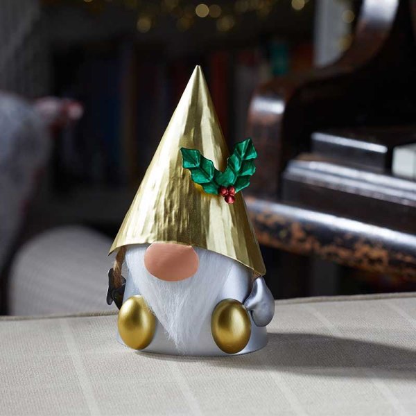 Bobbly Gonk Gold - XMAS CERAMIC WOOD RESIN GLASS ORNAMENTS - Beattys of Loughrea