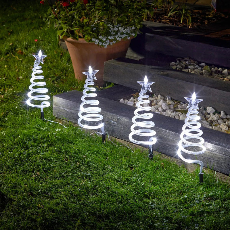 Tree Spiral Stakes - Cool White - XMAS LIGHTED OUTDOOR DECOS - Beattys of Loughrea