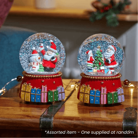 10cm Musical SantaGifts SnowSphere - XMAS ROOM DECORATION LARGE AND LIGHT UP - Beattys of Loughrea