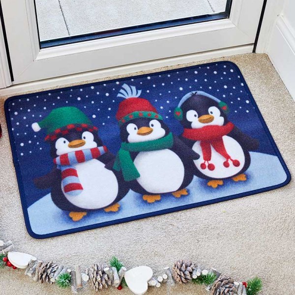Frosty Penguins Door Mat 40x60cm - DOOR MATS/DOOR CURTAIN - Beattys of Loughrea