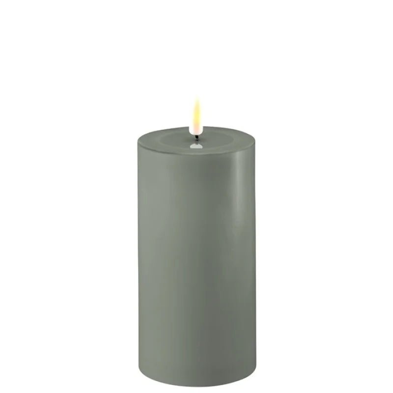Deluxe HomeArt Salvie Green LED Candle 7.5 x 15 cm - BATTERY LED CANDLES - Beattys of Loughrea