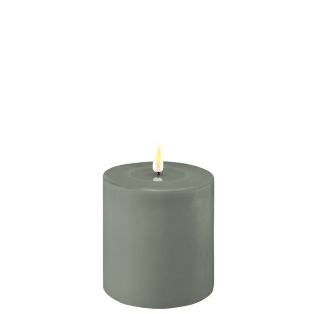 Deluxe HomeArt Salvie Green LED Candle 10 x 10 cm - BATTERY LED CANDLES - Beattys of Loughrea