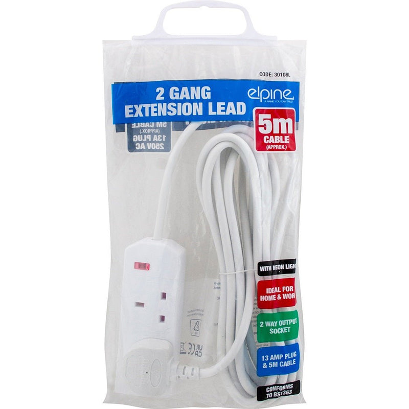 Elpine 2 Way 5M Extension Lead With Neon Light - EXTENSION LEADS/SOCKETS - Beattys of Loughrea