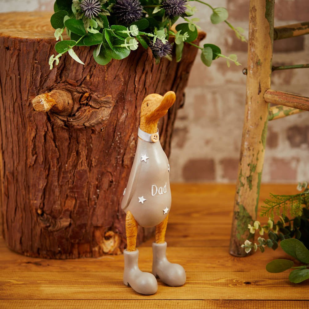Wooden Grey with Stars Dad Duck 28cm - ORNAMENTS - Beattys of Loughrea