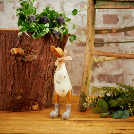 Wooden Cream with Hearts Mum Duck 28cm - ORNAMENTS - Beattys of Loughrea
