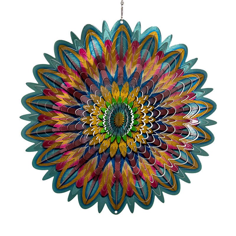 Mandala Flower Multi Coloured Wind Spinner - SOLAR / GARDEN ORNAMENTS - Beattys of Loughrea