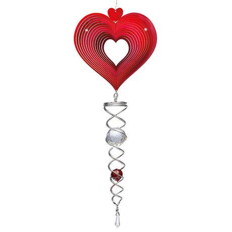 Heart Red Artist Crystal Tail Wind Spinner - SOLAR / GARDEN ORNAMENTS - Beattys of Loughrea