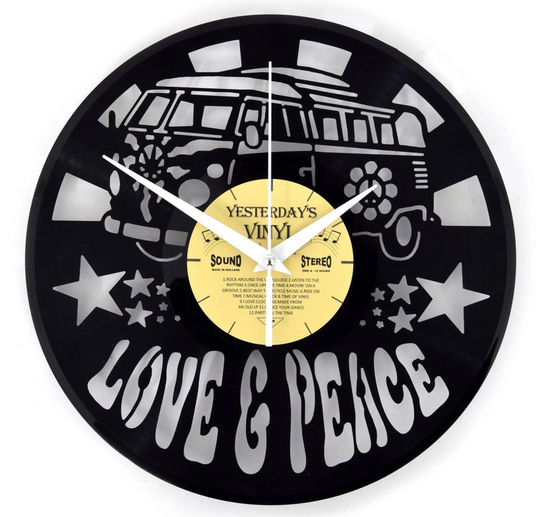 Yesterday’s Vinyl Record Clock Love & Peace - CLOCKS - Beattys of Loughrea