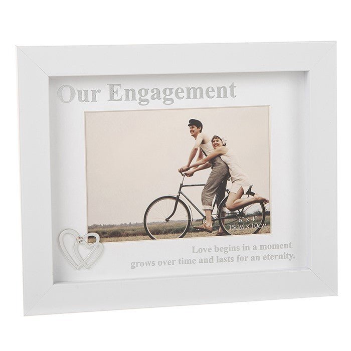 Modern White Engagement 6" x 4" Photo Frame - PHOTO FRAMES - PLATED, GILT, STONE - Beattys of Loughrea