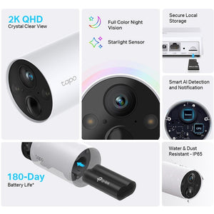 TP-Link Tapo Smart Wire-Free Indoor & Outdoor Security Camera System - White - SECURITY CAMERA/ PRODUCTS - Beattys of Loughrea