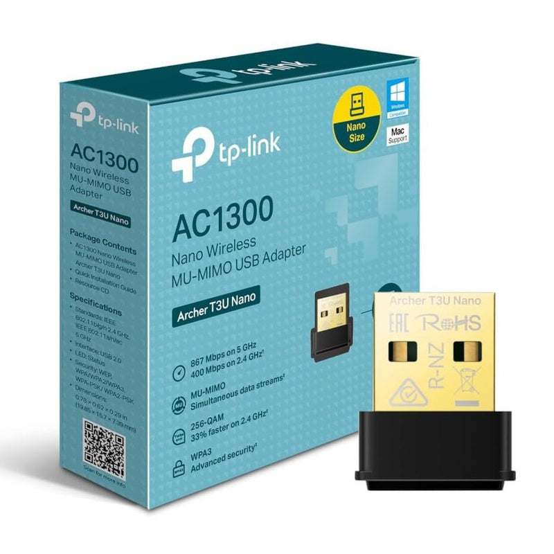 TP Link AC1300 Nano Wireless MU-MIMO USB Adapter - E/SAV MONITORS/PLUGS - Beattys of Loughrea