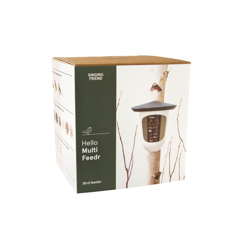 Singing Friend Multi Feedr Bird Feeder Grey & White - BIRD HOUSE/ FEEDERS - Beattys of Loughrea