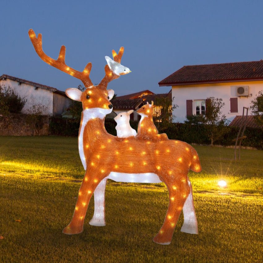 95cm Acrylic Standing Brown Reindeer 140LED - Beattys of Loughrea | www.beattys.ie