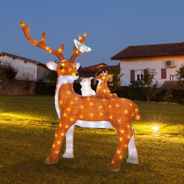 95cm Acrylic Standing Brown Reindeer 140LED - Beattys of Loughrea | www.beattys.ie