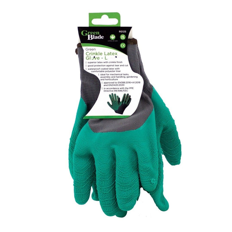 Green Blade Garden Gloves Crinkle Latex Large - GLOVES - Beattys of Loughrea